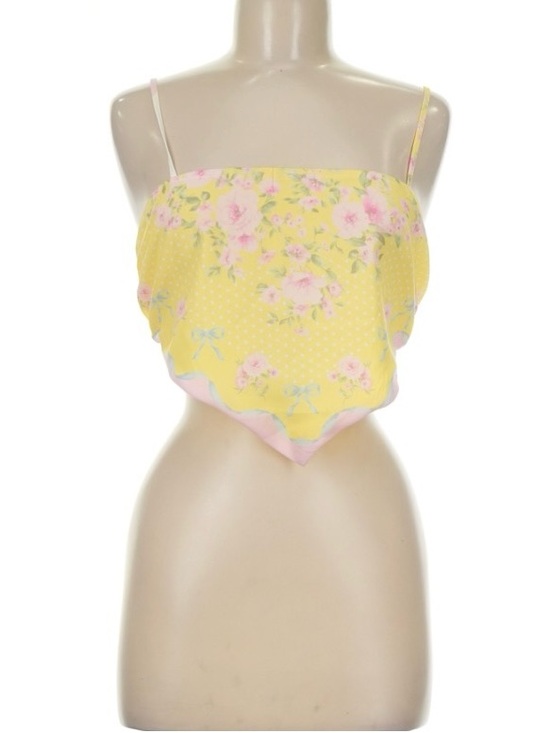 Altar'd State Tops - Altar’d State Yellow Floral Polka Dot Coquette Handkerchief Top | Medium | NWOT